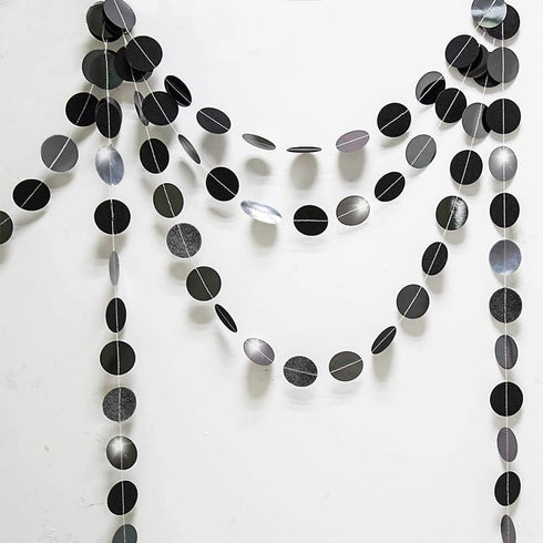 Cheerland Glitter Charcoal Grey Black Circle Garland Kit, Halloween Party Decoration Hanging Polka Dots Streamer Banner