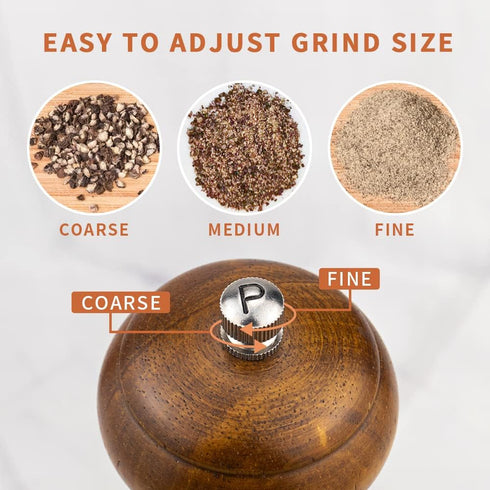 Set, Set, 8 inches Pack 2 XWXO Wood Salt and Pepper Grinder Salt Mill Pepper Grinder Pepper Mill, Salt Shakers
