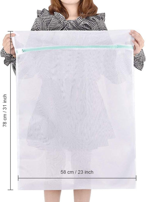 OTraki 2 Pack Mesh Laundry Bag for Delicates, 24 x 32 inch Zippered Large Washing Machine Bags for Sweater Organizer