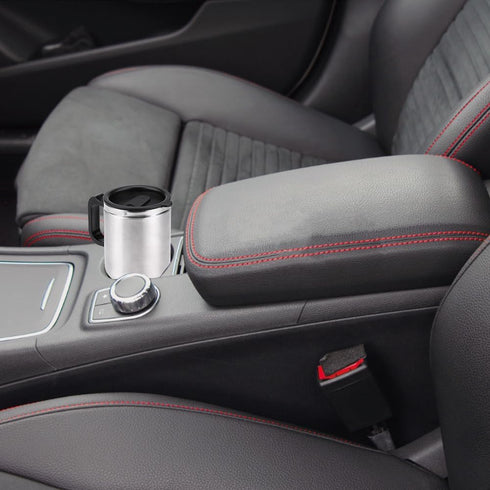 Portable Stainless Steel Electric Car Kettle, 450ml Travel Mug with Auto Charger, Airtight Lid, Heated Coffee Tea Cup