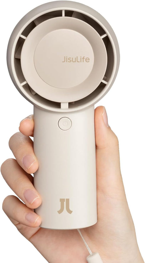 JISULIFE Handheld Portable Turbo Fan, 4000mAh USB Rechargeable Mini Fan with 16H Max Cooling Time, Brown