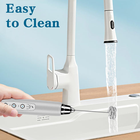 Milk Frother Handheld for Coffee, Electric Whisk 3 Speed Adjustable, Drink Mixer with 3 Stainless Whisks, Rechargeable