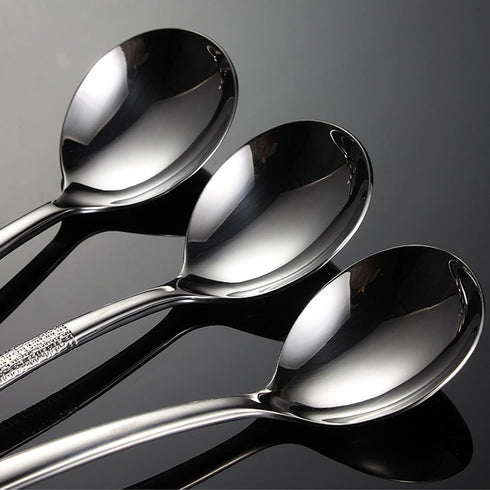 Premium 18/10 Stainless Steel Large Round Soup Spoons, 8.2" Long, Dishwasher Safe, 2 Pack