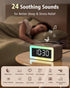 Digital Alarm Clocks for Bedrooms, Bluetooth Speaker, Alarm Clock with Wireless Charging, White/Brown Noise Sound