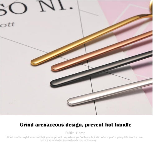 6 PCS Black Coffee Spoons, 18/8 Stainless Steel Espresso Spoons, 5.2 Inches, Vogue Mini Tea Spoon