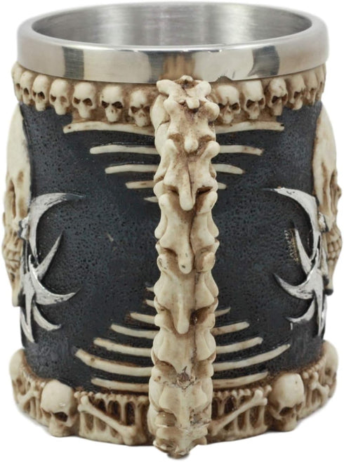 Ebros Evil Grinning Tribal Skull Mug, Beer Stein Tankard with Skulls Handle, 11 Ounces