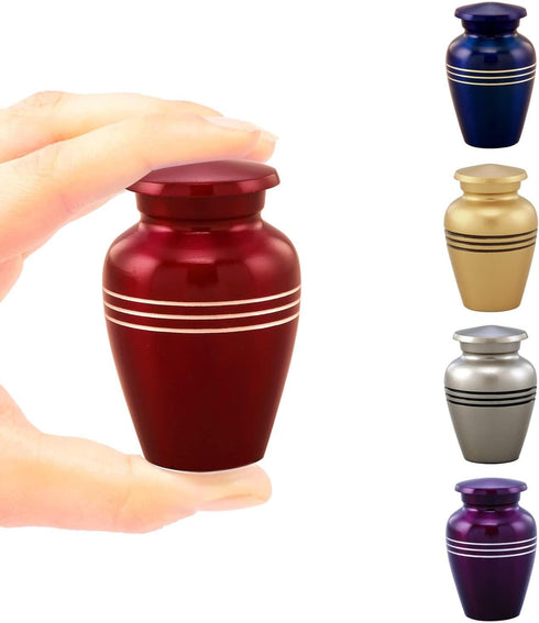 Immortal-Memories Serenity Mini Keepsake Urn for Ashes - Token Urn with Velvet Bag, Mini Jar, Pet Urn (Red)