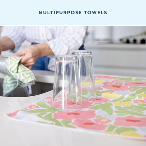Set, Set 4 ELYN Microfiber Kitchen Dish Towel Quick-Dry & Absorbent Waffle Weave Cleaning Towels, of Kitchen Towels