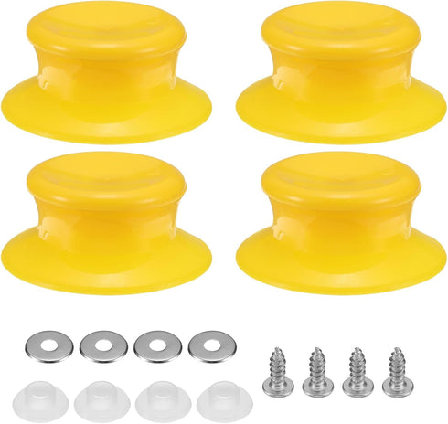 uxcell 4pcs Replacement Knob for Pot Pan Lids, Plastic Cover Holding Handles for Skillets, Kitchen Cookware, Yellow