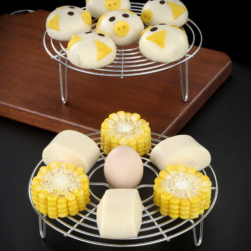 Cabilock 6.3x2.8 Inch Round Steam Rack, Stainless Steel Cooking, Grilling, Canning, Cooling Rack for Baking