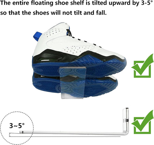 8 Pack 8 3 Inch Youeon Floating Shoe Display Shelf, x Acrylic Shoe Shelf for Wall, Floating Sneaker Shelves, Hanging