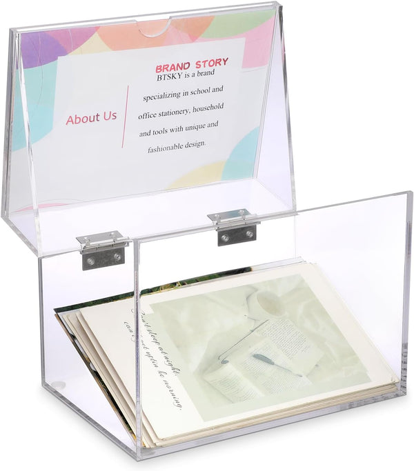 BTSKY Clear Acrylic 4 x 6 inch Index Card Box - Recipe Card Box Plastic Storage Organizer for Notecards