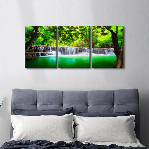 TFIAVSIN House Wall Decor, Tropical Beautiful Waterfall Paintings Wall Art for Living Room, 3 Piece Canvas