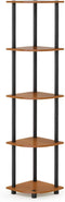 Furinno TURN-N-TUBE Corner Shelf, 5-Tier Corner Bookshelf, Open Storage Shelves, for Organization