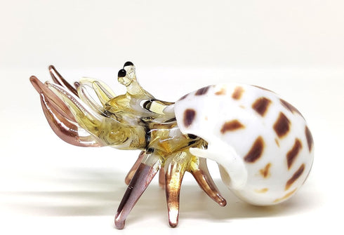 Seashell Hermit Crab Miniature Figurines Beach Animals Hand Blown Glass Art Collectible Gift Decorate - Spotted Babylon