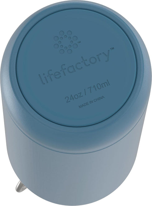LIfeFactory Stainless Steel Vacuum-Insulated Sport Bottle - 24 Ounce, Dark Denim