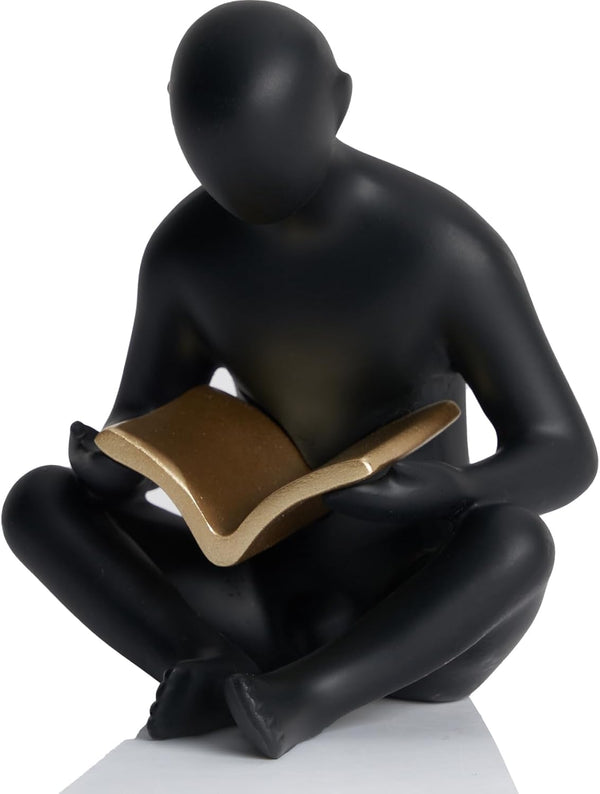 Reading Book Thinker Statue for Study Library Bookshelf Reading Nook Decoration, Book