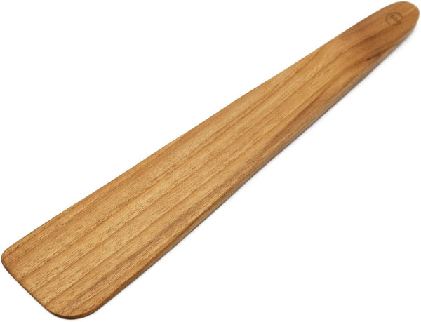 FAAY 13" Flat Wooden Spatula for Cast Iron, Egg Flipper, Handcrafted from Golden Teak for Non-Stick Cookware