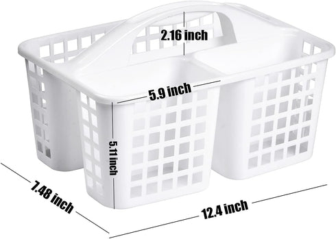 ALINK Plastic Shower Caddy Basket - Portable Divided Cleaning Supply Storage Organizer with Handle for Bathroom (White)