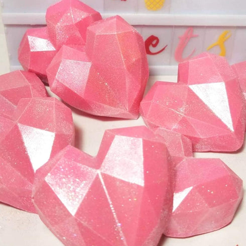 8 Grid Diamond Heart Silicone Cake Chocolate Mold Silicone Baking Pan Mold for DIY Cake Mousse Dessert 3D Diamond Love Heart Shaped Mould for Candy Fondant Ice Cream Soap Cupcake Cheesecake Jelly