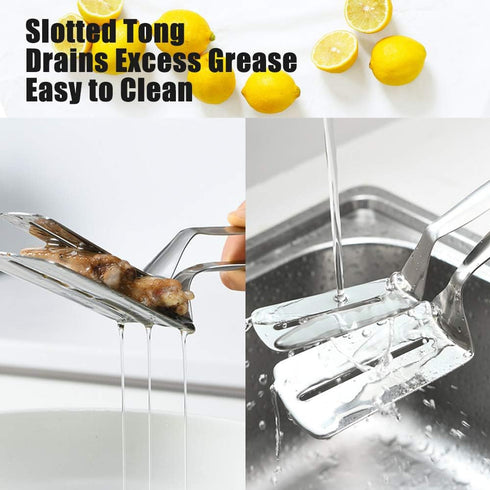 12 Inch Long Kitchen Spatula - 304 Stainless Steel Slotted Spatula, Double Blade Cooking Utensil, 2 Pcs Anti Rust