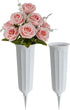 2 Pack Plastic Cemetery Vase with Ground Spike, 9.75" x 3", Outdoor Grave Flower Holder