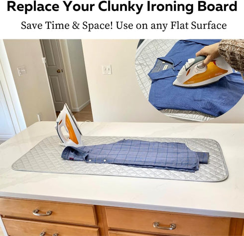 Evelots Ironing Mat Pad for Top of Washer, Dryer, Table - Portable Iron Board Replacement, Heat Resistant