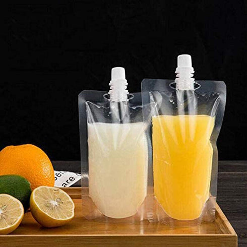 50 8.4oz frozen (250ml) beverage bags, transparent smoothie bag container, heavy-duty hand-held leak-proof and sealable