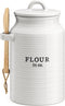 Barnyard Designs Flour Canister for Kitchen Counter, Decorative Ceramic Flour Container, Rustic