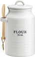 Barnyard Designs Flour Canister for Kitchen Counter, Decorative Ceramic Flour Container, Rustic