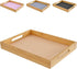 LYNG Bamboo Serving Tray with Handle, Decorative Ottoman Tray for Living Room, Coffee