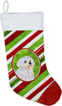 Caroline's Treasures SS4550-CS Maltese Candy Cane Holiday Christmas Stocking, Fireplace Hanging Decor