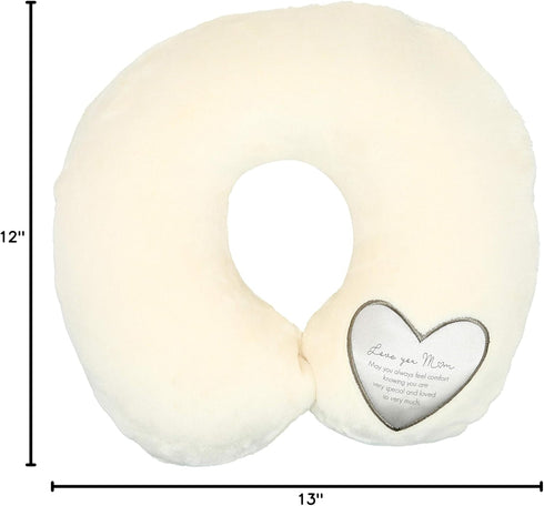 Pavilion Gift Company Mom-12 Royal Plush Love You Mom Soft Memory Foam Travel Neck Pillow, 12", Cream