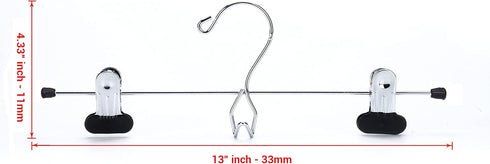 6 Quality Heavy Duty Pants Hangers, Extra Wide Adjustable Clips, Multi Stackable Add on Hangers, Chrome