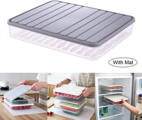 Food Storage Bin Vegetable Organizer with Lid, Clear Fridge Crisper to Keep Food Fresh, BPA Free Kitchen Organizer