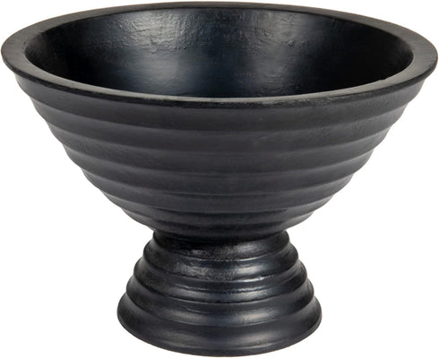 Creative Co-Op Boho Wood Pedestal Serving Bowl, Black Finish