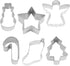 R&M International Mini Christmas Cookie Cutters, 6-Piece Set: Snowman, Stocking, Star, Candy Cane, Tree, Angel