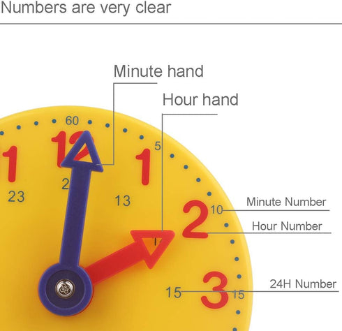Student Learning Clock - Time Teacher Gear Clock 4 Inch 12/24 Hour