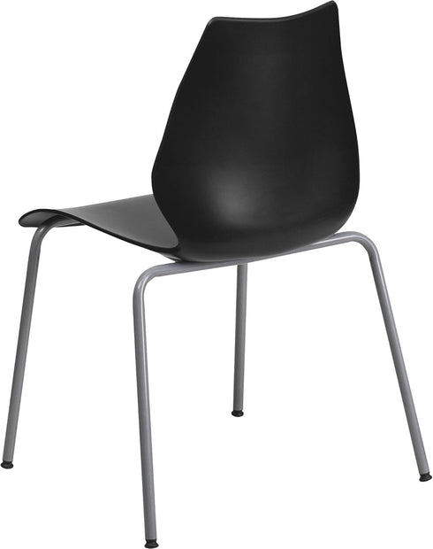 Flash Furniture HERCULES Series Stack Chair, 770 lb. Capacity with Lumbar Support and Silver Frame