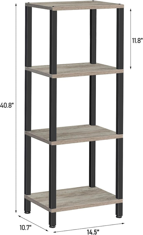 4-Tier BS01BG004 TUTOTAK Bookshelf, Tall Book Shelf, Narrow Bookcase for Small Space, DIY Stackable Bookshelf