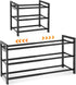 18"-33" Closet 12 3 5 LANTEFUL Adjustable Expandable Shoe Rack for Pairs Small Spaces Tier Shoe Organizer with Hooks