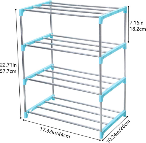 Closet (4-Tier, Jucaifu Stackable Small Shoe Rack, Entryway, Hallway and Space Saving Storage and Organization Blue)