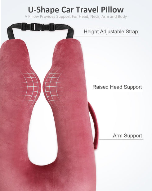TinlyFinly Car Travel Pillow for Kids Adults, Raised Padding Head and Neck Support Car Seat Sleeping Pillow