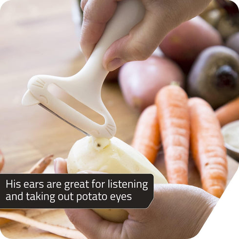 Peleg Design CatPeeler, Cute Vegetable Peeler for Potato, Carrot, Fruit, Kitchen Utensil Décor (White)