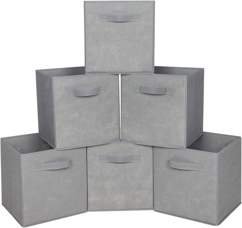 MAX Houser Set of 6 Storage Bins, Cubes, Baskets with Dual Handles for Home Closet Bedroom Organizers, Foldable