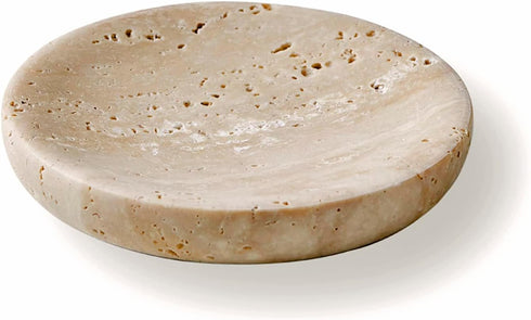 Round Travertine Tray for Jewelry, Marble Trinket Dish Tray, Nightstand Decor, Coaster,