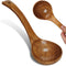 Wooden Ladle, Long Handle Soup Spoon for Kitchen Cookware, 10 Inch Serving Spoon