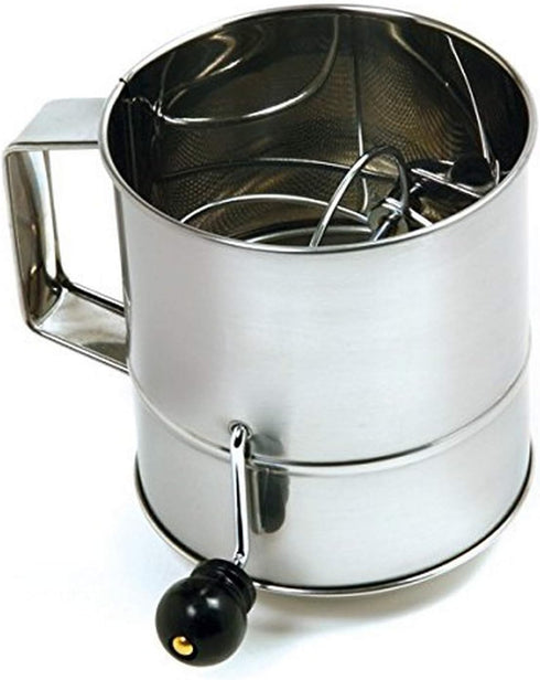Norpro Polished 3-Cup Stainless Steel Hand Crank Sifter