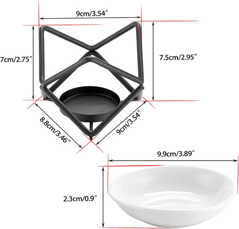JuxYes Euro Metal Oil Burner Wax Warmer, Romantic Ceramic Tealight Candle Holder for Home Bedroom Décor