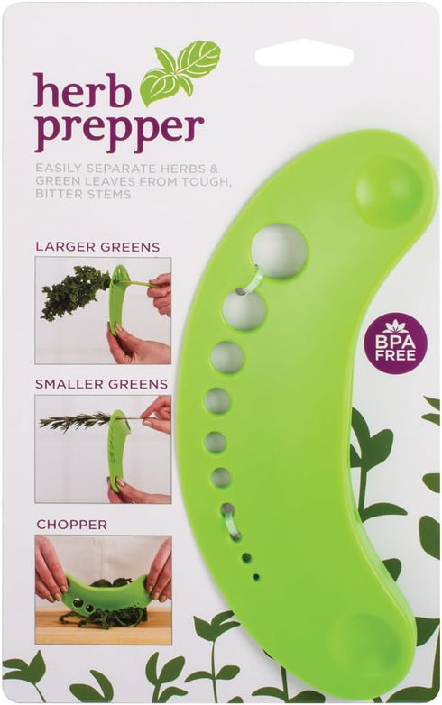 HIC Kitchen Herb Prepper Stripper Mezzaluna Chopper, BPA Free Kitchen Tool